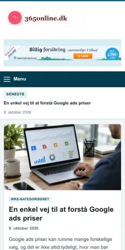 Podgląd witryny 365online.dk, ujętej jako miejsce publikacji artykułów sponsorowanych