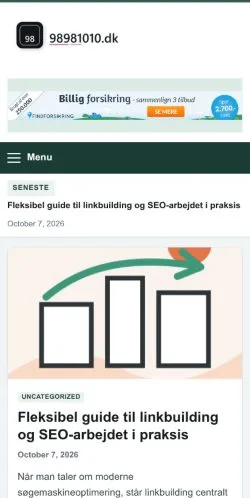 Podgląd witryny 98981010.dk, ujętej jako miejsce publikacji artykułów sponsorowanych