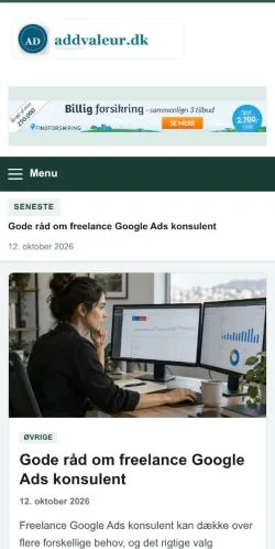 Anteprima del sito Addvaleur, referenziato per la pubblicazione di articoli sponsorizzati