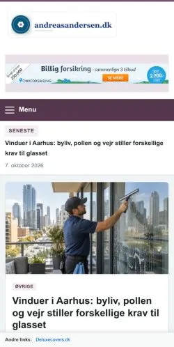 Pré-visualização do site Andreas Andersen, referenciado para publicar artigos patrocinados