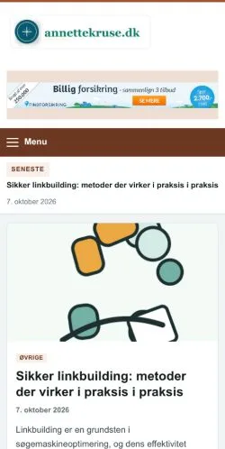 Vista previa del sitio Annette Kruse, referenciado para publicar artículos patrocinados