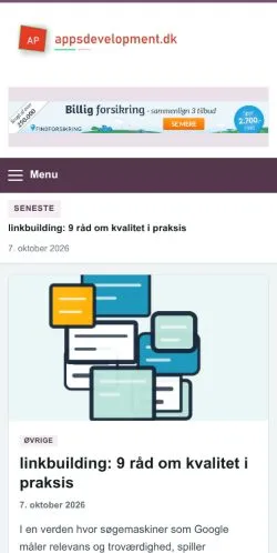 Pré-visualização do site Apps Development, referenciado para publicar artigos patrocinados