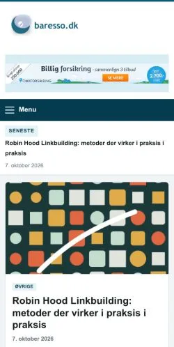Podgląd witryny Baresso, ujętej jako miejsce publikacji artykułów sponsorowanych