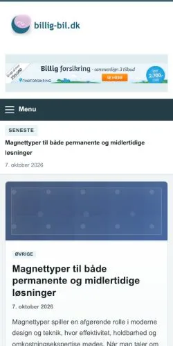 スポンサード記事の掲載先として登録されたBillig Bilのサイトプレビュー
