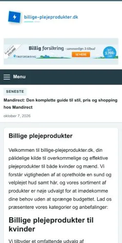 Forhåndsvisning af Billige Plejeprodukter, opført til udgivelse af sponsorerede artikler