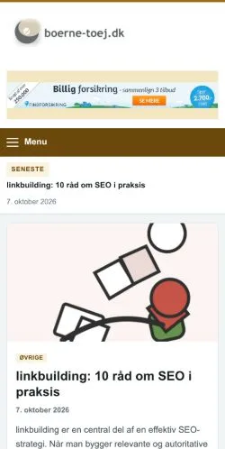 Anteprima del sito Boerne Toej, referenziato per la pubblicazione di articoli sponsorizzati