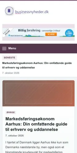 Forhåndsvisning af Businessnyheder, opført til udgivelse af sponsorerede artikler