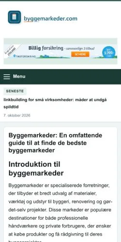 Anteprima del sito Byggemarkeder Websitet, referenziato per la pubblicazione di articoli sponsorizzati