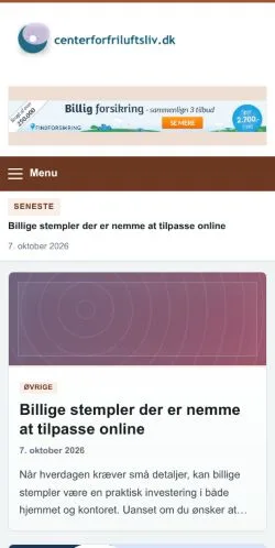 Forhåndsvisning av nettstedet Center For Friluftsliv, oppført for publisering av sponsede artikler