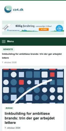 Pré-visualização do site Co4, referenciado para publicar artigos patrocinados