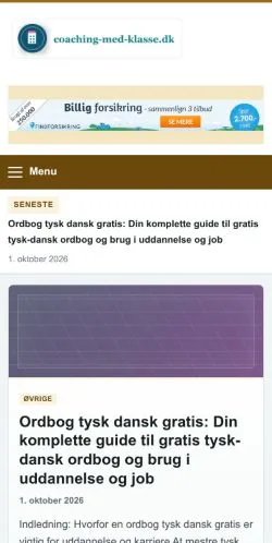 Forhåndsvisning af Coaching Med Klasse, opført til udgivelse af sponsorerede artikler