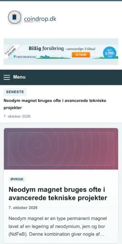 Podgląd witryny Coindrop, ujętej jako miejsce publikacji artykułów sponsorowanych