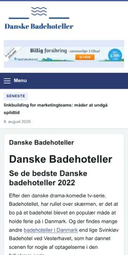 Aperçu du site Danske Badehoteller, référencé pour publier un article sponsorisé