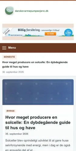 Vorschau der Website Danske Varmepumpeejere, gelistet für die Veröffentlichung gesponserter Artikel