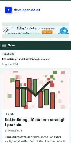 Pré-visualização do site Developer365, referenciado para publicar artigos patrocinados