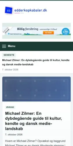 Anteprima del sito Edderkopkabaler, referenziato per la pubblicazione di articoli sponsorizzati