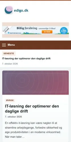 Pré-visualização do site Edigo, referenciado para publicar artigos patrocinados