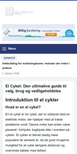 Anteprima del sito El Cykel Magasinet, referenziato per la pubblicazione di articoli sponsorizzati