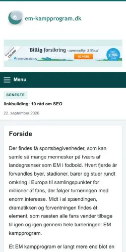 Pré-visualização do site Em Kampprogram, referenciado para publicar artigos patrocinados