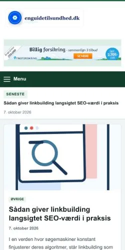 Anteprima del sito En Guidet Til Sundhed, referenziato per la pubblicazione di articoli sponsorizzati
