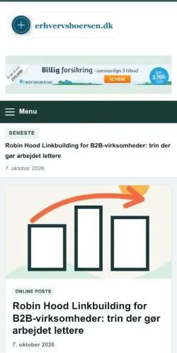 Anteprima del sito Erhvervsbørsen, referenziato per la pubblicazione di articoli sponsorizzati