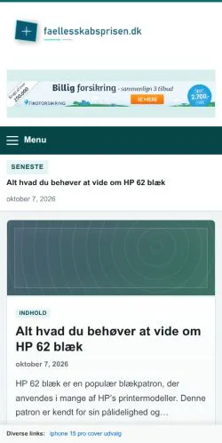 Anteprima del sito faellesskabsprisen.dk, referenziato per la pubblicazione di articoli sponsorizzati
