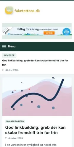 スポンサード記事の掲載先として登録されたFaketattoosのサイトプレビュー