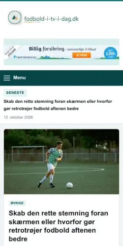 Forhåndsvisning af Fodbold I Dag, opført til udgivelse af sponsorerede artikler