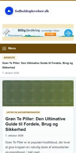 Anteprima del sito Fodboldoplevelser, referenziato per la pubblicazione di articoli sponsorizzati