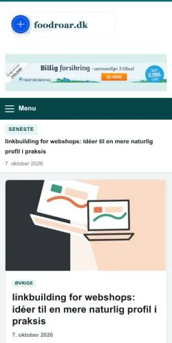 Anteprima del sito Foodroar, referenziato per la pubblicazione di articoli sponsorizzati