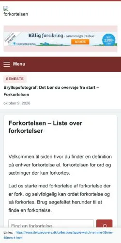 스폰서 기사 게재 매체로 등록된 Forkortelsen 사이트 미리보기