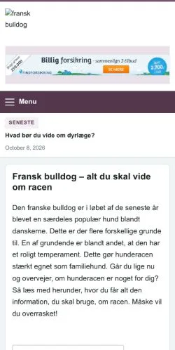 스폰서 기사 게재 매체로 등록된 Fransk Bulldog 사이트 미리보기