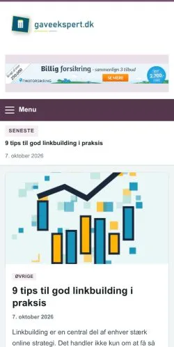 스폰서 기사 게재 매체로 등록된 Gaveekspert 사이트 미리보기