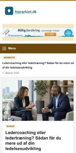 스폰서 기사 게재 매체로 등록된 Hierarkiet 사이트 미리보기