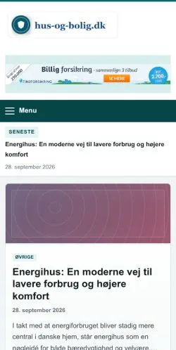 Aperçu du site Hus Og Bolig, référencé pour publier un article sponsorisé