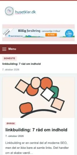 Vorschau der Website Huset Klar, gelistet für die Veröffentlichung gesponserter Artikel