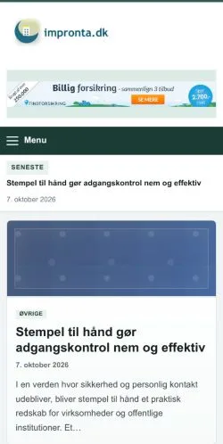 Podgląd witryny Impronta, ujętej jako miejsce publikacji artykułów sponsorowanych