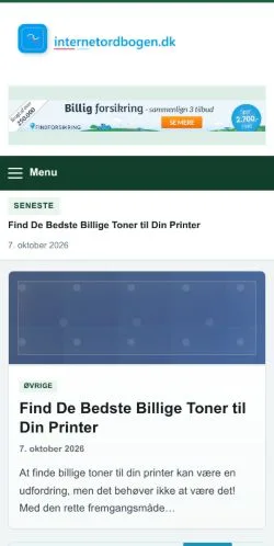 스폰서 기사 게재 매체로 등록된 Internetordbogen 사이트 미리보기