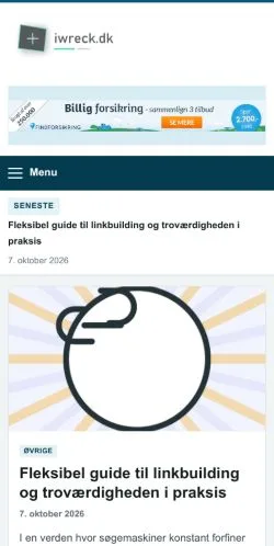 Anteprima del sito Iwreck, referenziato per la pubblicazione di articoli sponsorizzati