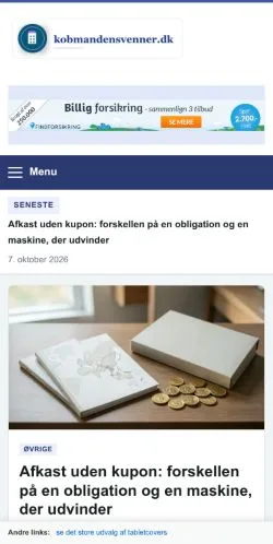 Anteprima del sito Kobmandens Venner, referenziato per la pubblicazione di articoli sponsorizzati