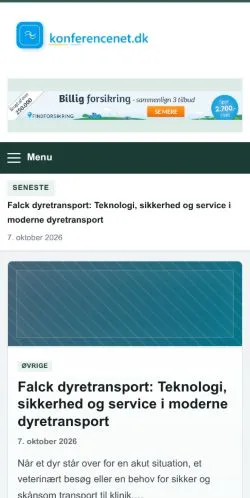 Förhandsvisning av webbplatsen Konferencenet, listad för publicering av sponsrade artiklar