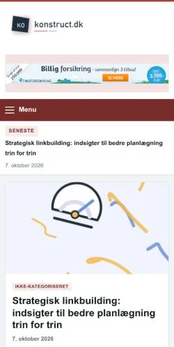 Pré-visualização do site Konstruct, referenciado para publicar artigos patrocinados