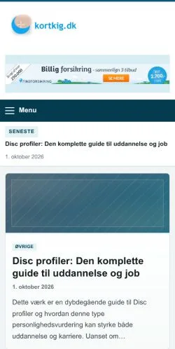 Vorschau der Website Kortkig, gelistet für die Veröffentlichung gesponserter Artikel