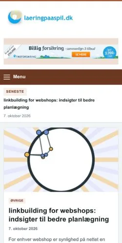 Anteprima del sito Laering Paa Spil, referenziato per la pubblicazione di articoli sponsorizzati