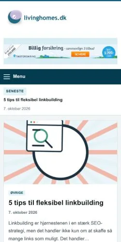 Anteprima del sito Livinghomes, referenziato per la pubblicazione di articoli sponsorizzati