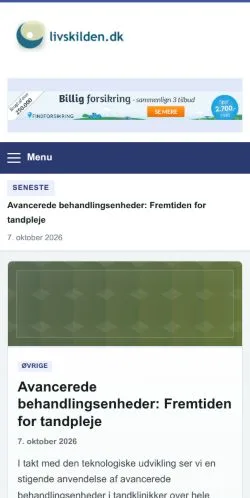 Vista previa del sitio Livskilden, referenciado para publicar artículos patrocinados