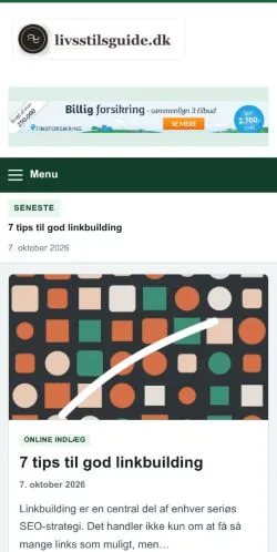 Anteprima del sito Livsstilsguide, referenziato per la pubblicazione di articoli sponsorizzati