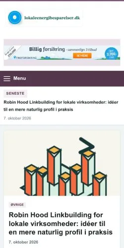 Podgląd witryny Lokale Energibesparelser, ujętej jako miejsce publikacji artykułów sponsorowanych