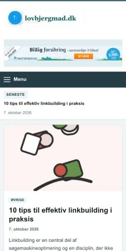 Vorschau der Website Lovbjergmad, gelistet für die Veröffentlichung gesponserter Artikel