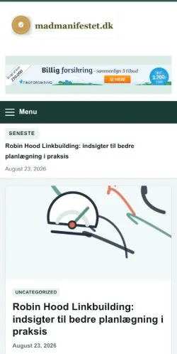 Forhåndsvisning av nettstedet Madmanifestet, oppført for publisering av sponsede artikler